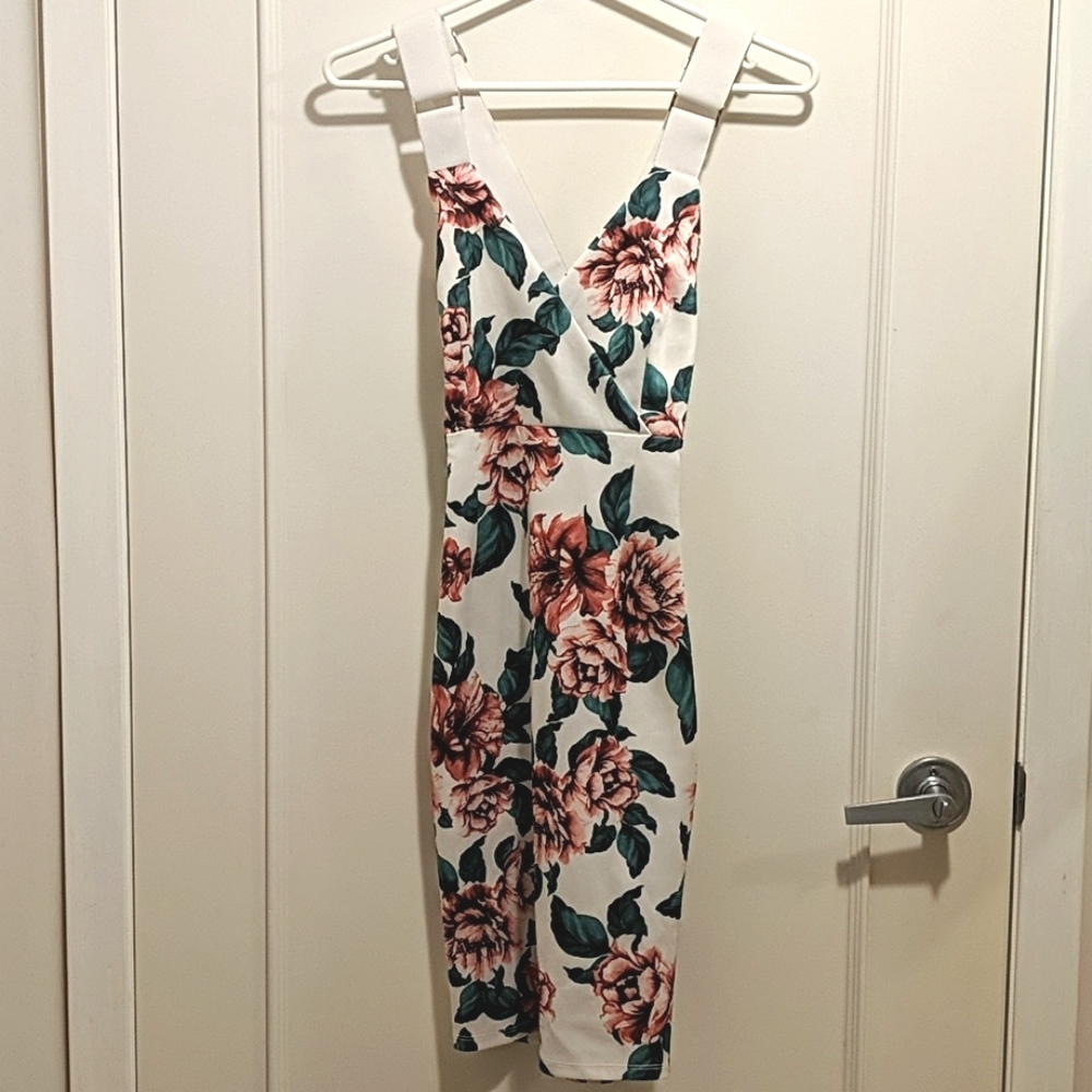 Floral Print Bodycon V Dress